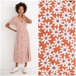 Madewell Orange Floral Midi Dress